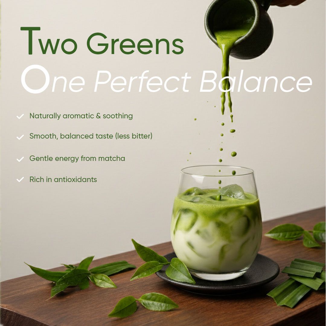 Two Greens, One Perfect Balance: iced pandan matcha latte