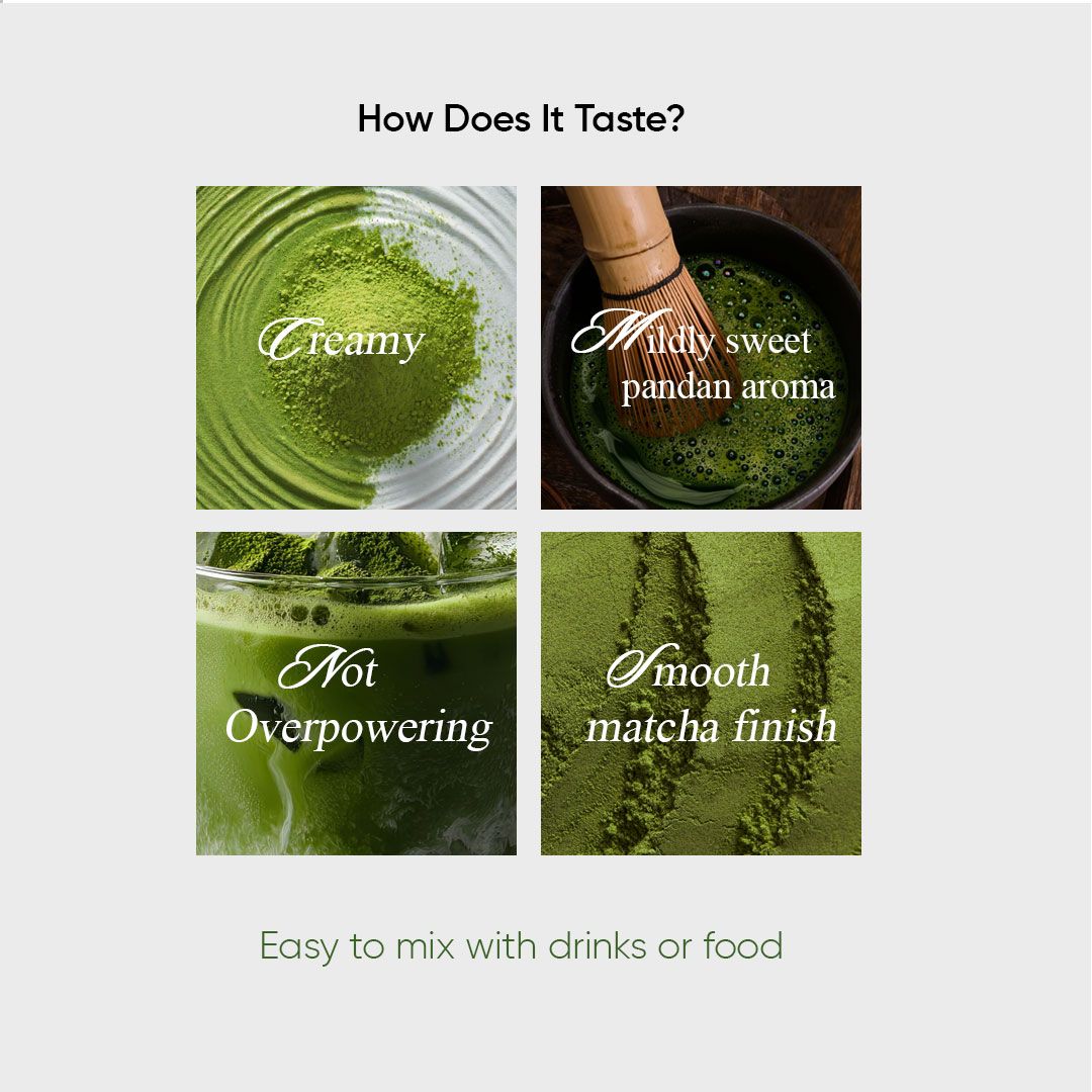 How Does It Taste: creamy, mildly sweet pandan aroma, not overpowering, smooth matcha finish